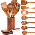 Aldaskad Cooking Teak Wooden Utensils Set and Serving Non-Stick Cookware
