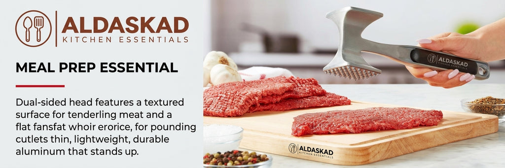 Aldaskad Meat Tenderizer Mallet – Dual-Sided Heavy Duty Meat Pounder for Steak, Chicken, & Pork – Ergonomic Soft-Grip Handle Kitchen Tool
