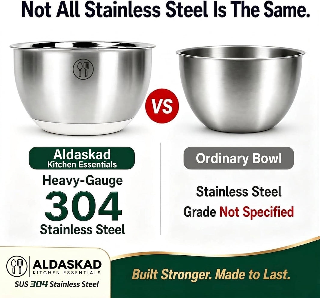 Aldaskad 304 Stainless Steel Mixing Bowls Set 3 Piece Nesting
