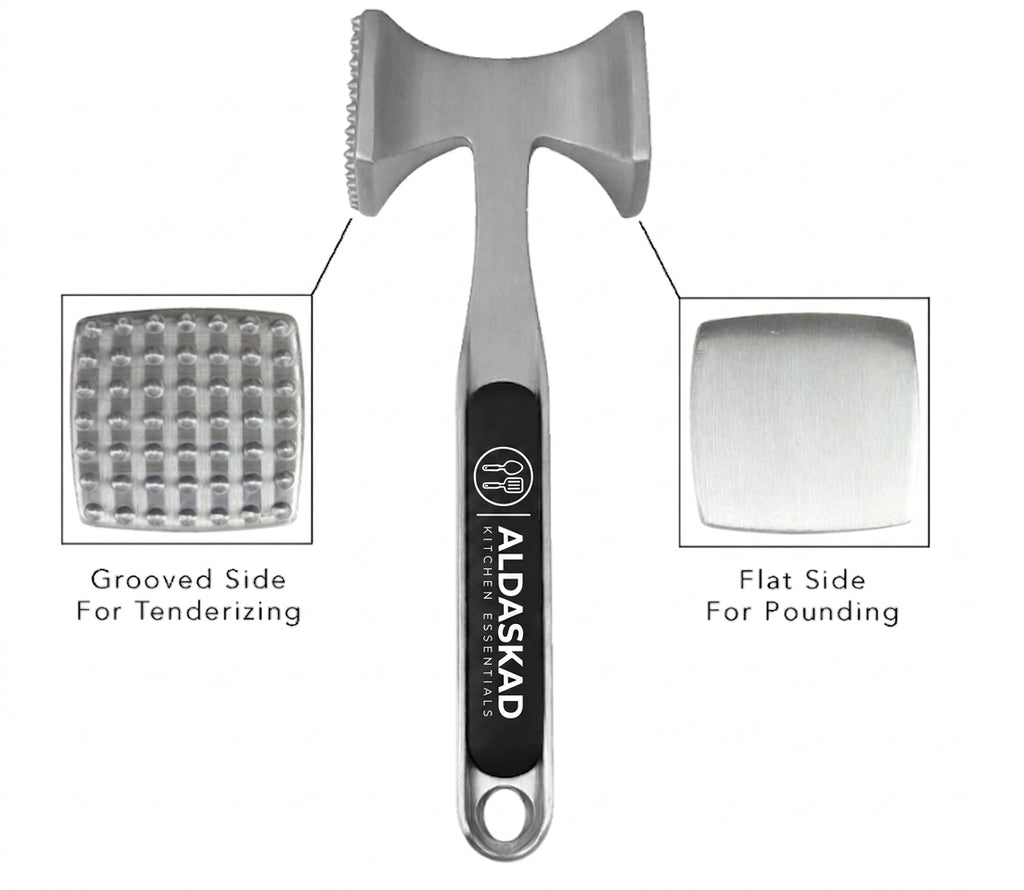 Aldaskad Meat Tenderizer Mallet – Dual-Sided Heavy Duty Meat Pounder for Steak, Chicken, & Pork – Ergonomic Soft-Grip Handle Kitchen Tool