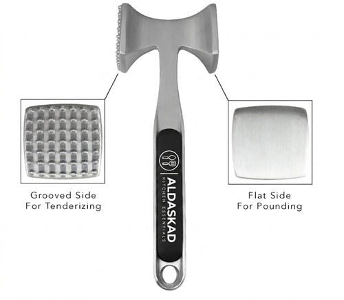 Aldaskad Meat Tenderizer Mallet – Dual-Sided Heavy Duty Meat Pounder for Steak, Chicken, & Pork – Ergonomic Soft-Grip Handle Kitchen Tool