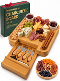 ALDASKAD Premium Bamboo Charcuterie Board Set – Extra Large Cheese Board with Hidden Drawer & Utensil Set