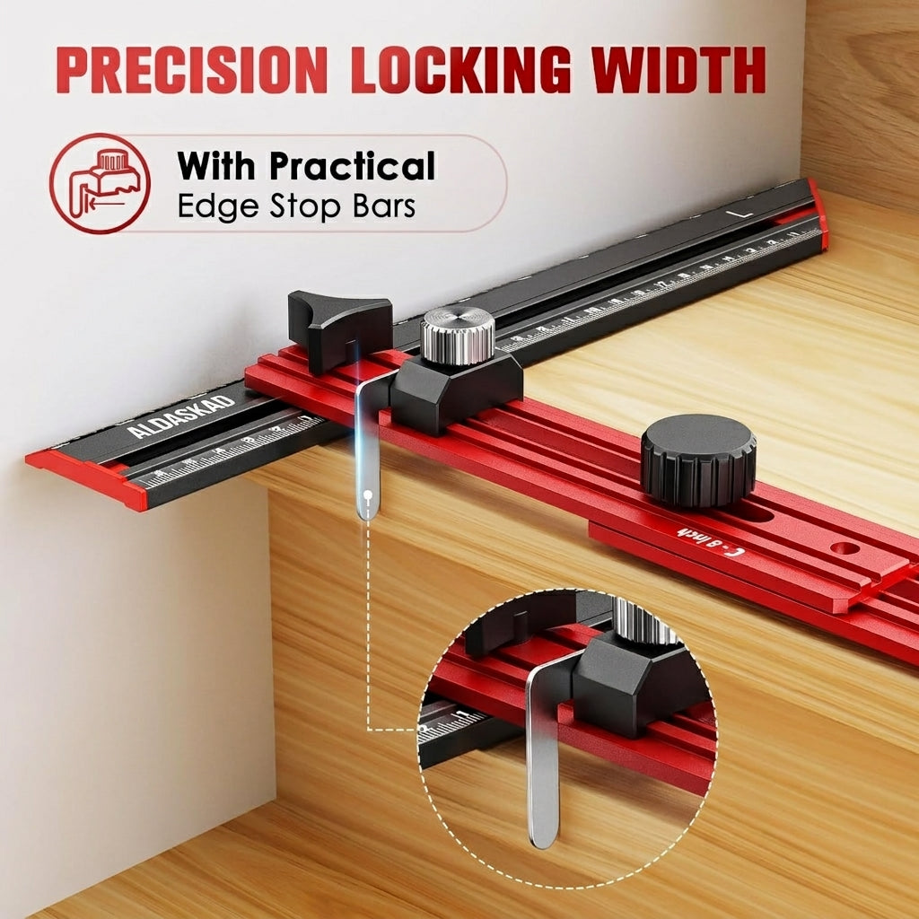 ALDASKAD Heavy-Duty Aluminum Stair Tread Template Tool with Triangular Brace & Edge Flip Stops (12" to 67")