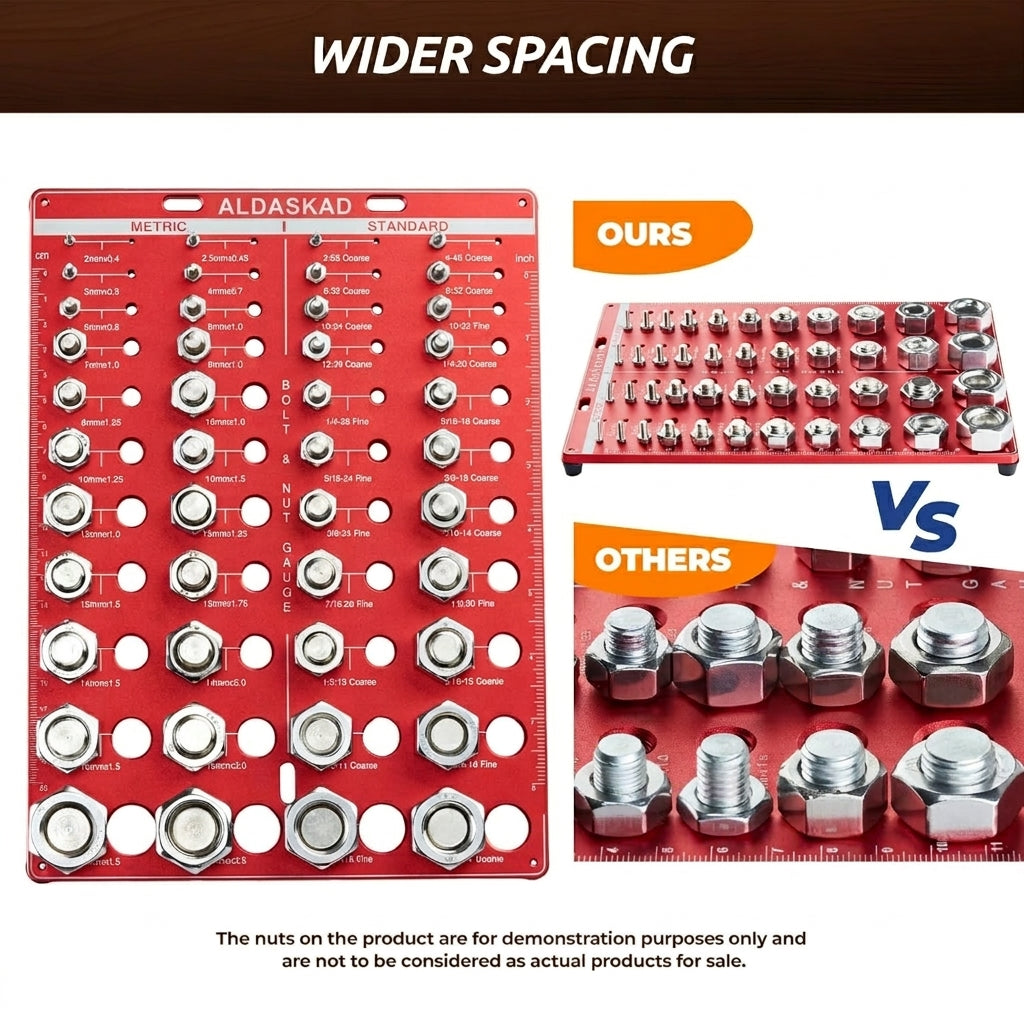 ALDASKAD 44-Size Nut & Bolt Thread Checker Board with Optimized Spacing