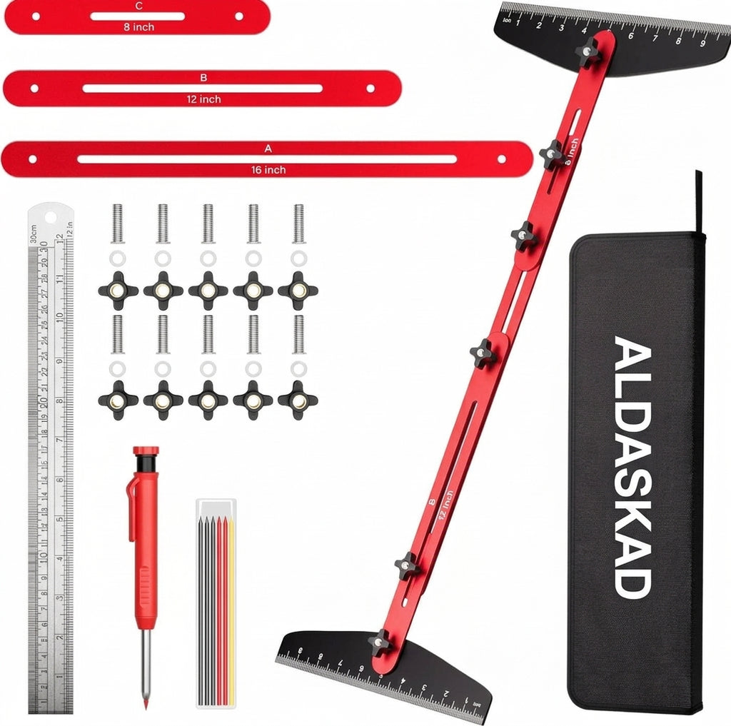 ALDASKAD Stair Tread Template Tool Kit with Carpenter Pencil & Steel Ruler