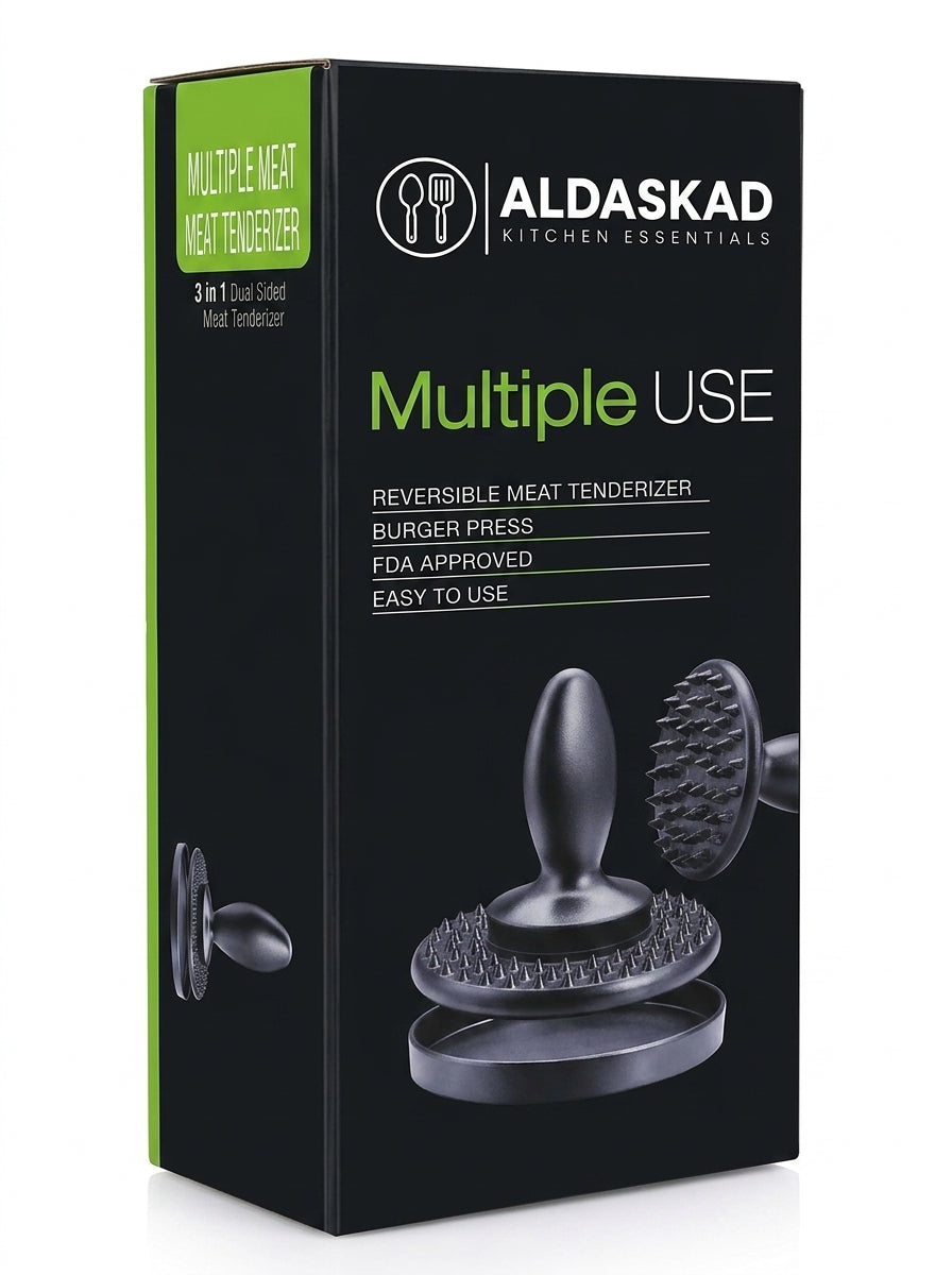 Aldaskad Heavy-Duty Dual-Sided Meat Tenderizer Mallet and Steak Pounder with Ergonomic Grip