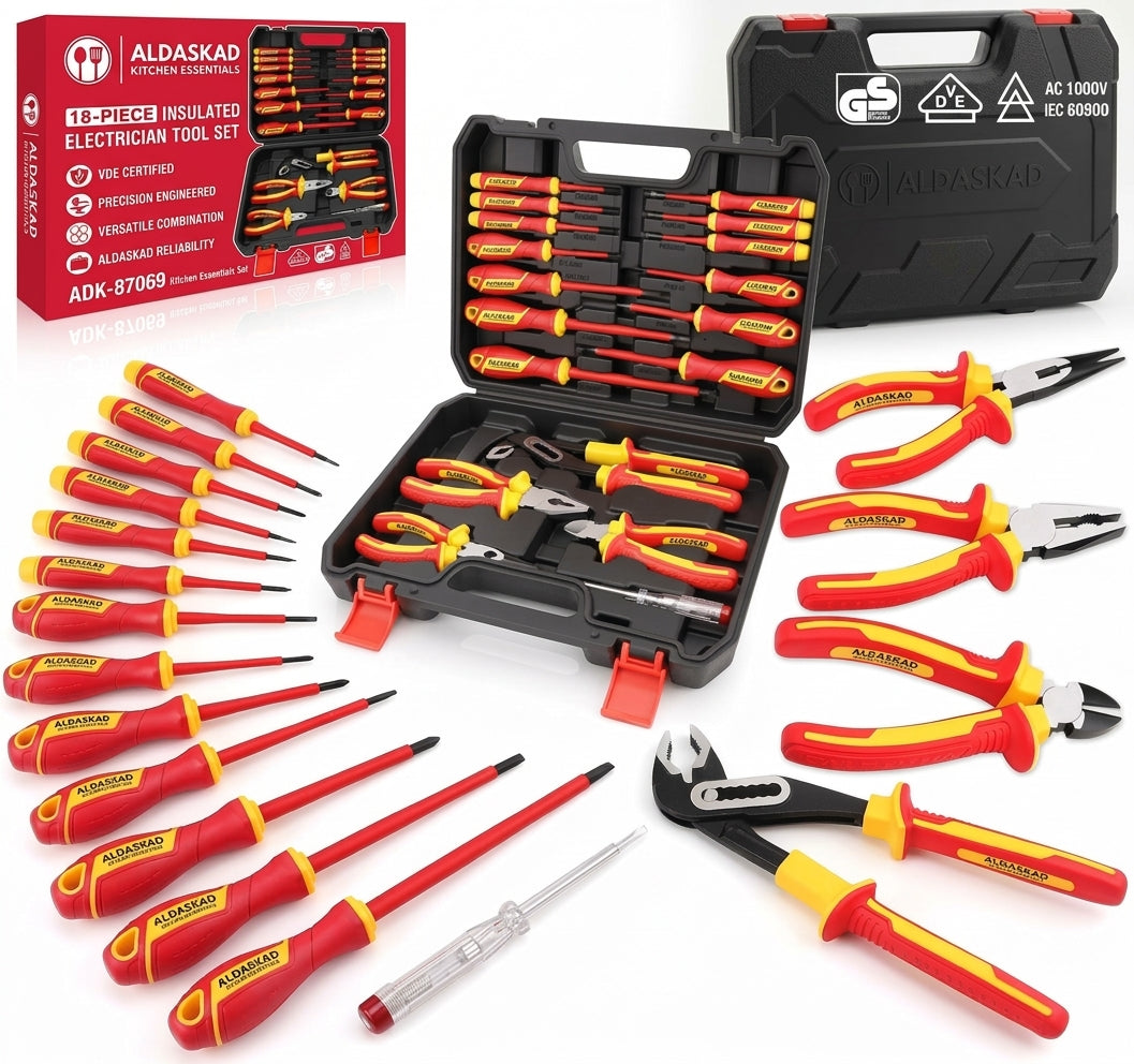 ALDASKAD 18-Piece VDE 1000V Insulated Electrician Tool Set