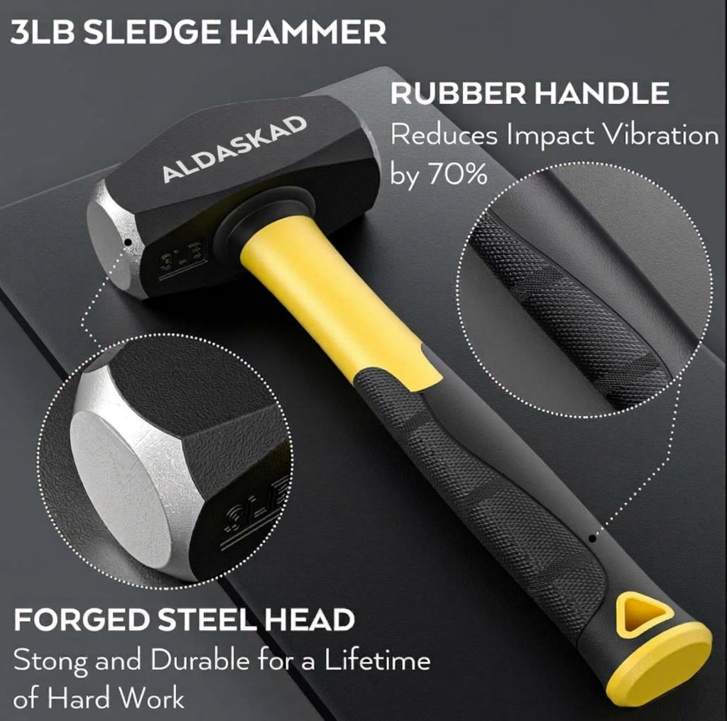 ALDASKAD 7-Piece Heavy-Duty Geology Rock Hammer & Masonry Chisel Set