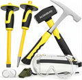 ALDASKAD 7-Piece Heavy-Duty Geology Rock Hammer & Masonry Chisel Set