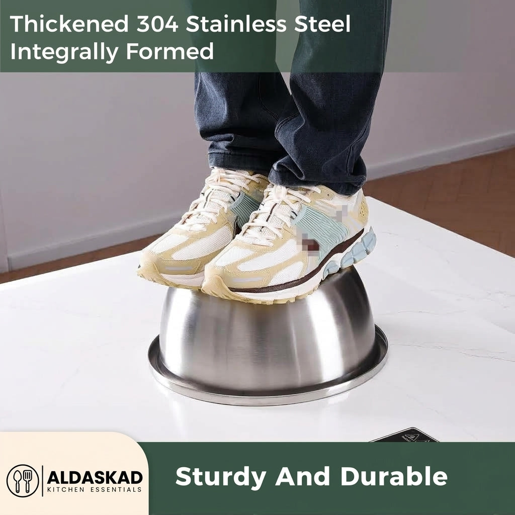 Aldaskad 6 Quart 2-in-1 Stainless Steel Colander Bowl Strainer Set