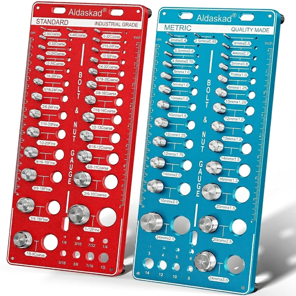 ALDASKAD 68-Size Nut & Bolt Thread Checker & Drill Bit Gauge Board