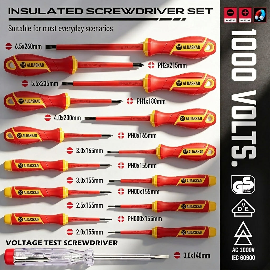ALDASKAD 18-Piece VDE 1000V Insulated Electrician Tool Set