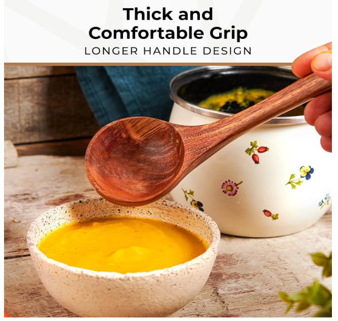 Woodenhouse Teak Wood Cooking Utensil Set for Non-Stick Cookware