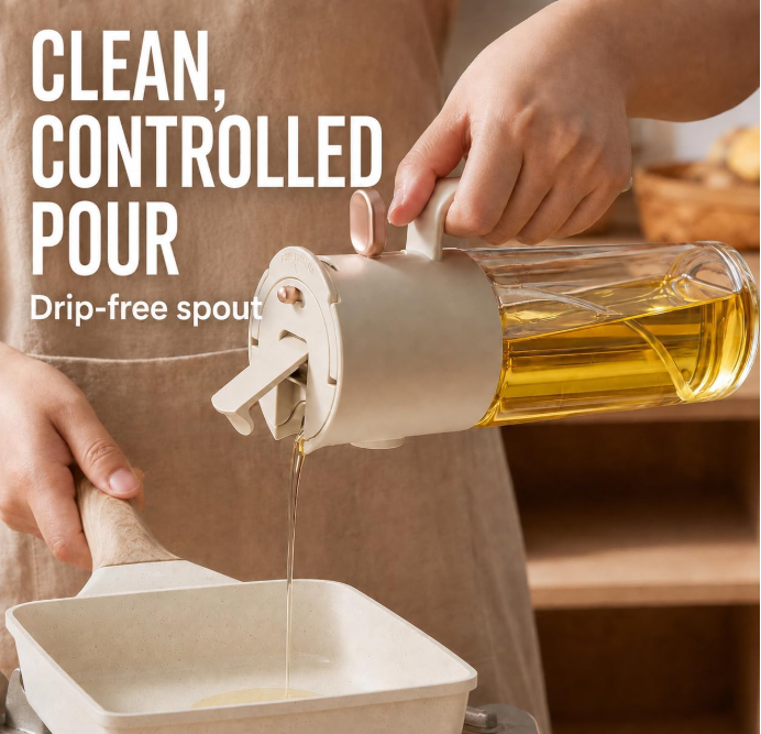 Aldaskad Glass Olive Oil Sprayer and Dispenser Bottle for Cooking and Air Fryer