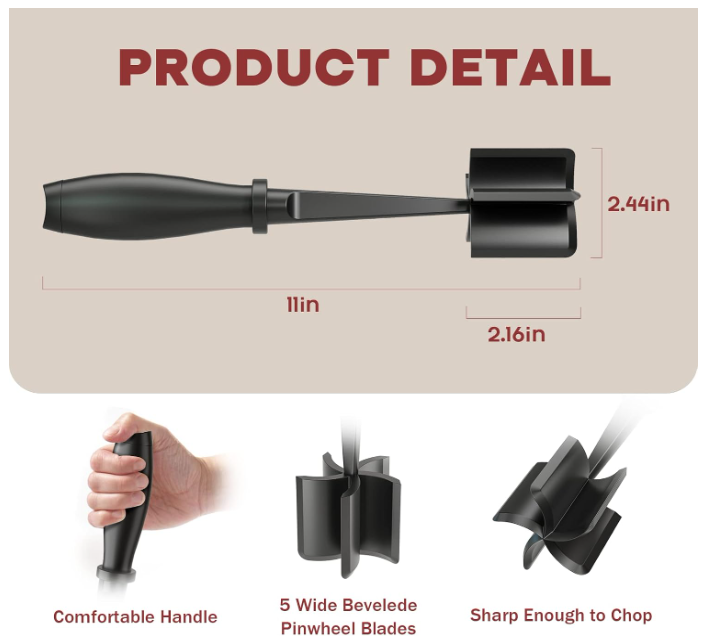 Aldaskad Meat Chopper & Hamburger Smasher – Premium Heat-Resistant Ground Beef Masher for Tacos, Turkey, and Cooking – Non-Stick Kitchen Tool with Ergonomic Handle