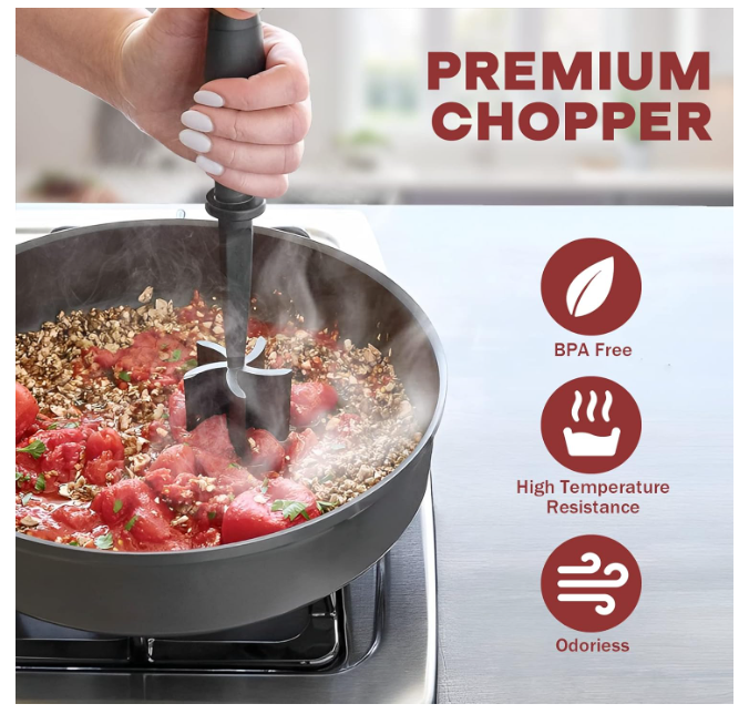 Aldaskad Meat Chopper & Hamburger Smasher – Premium Heat-Resistant Ground Beef Masher for Tacos, Turkey, and Cooking – Non-Stick Kitchen Tool with Ergonomic Handle