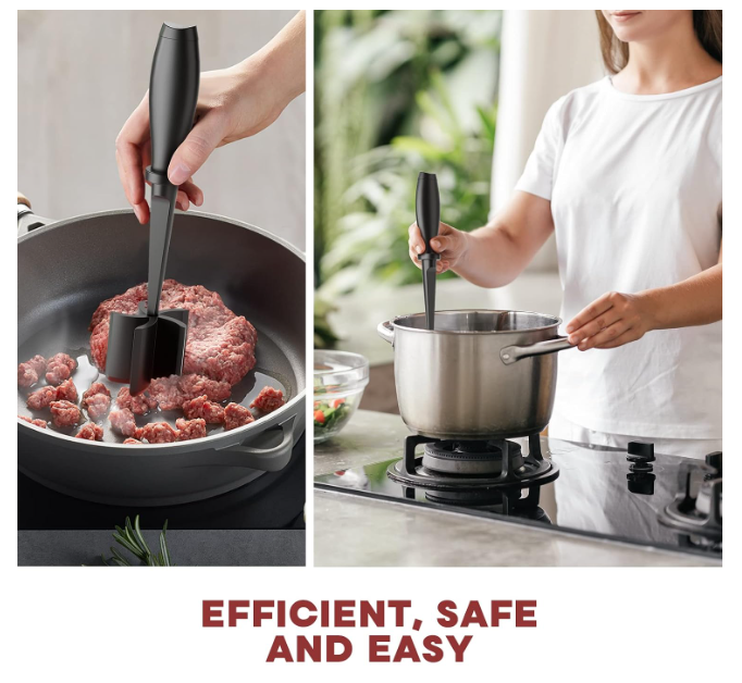 Aldaskad Meat Chopper & Hamburger Smasher – Premium Heat-Resistant Ground Beef Masher for Tacos, Turkey, and Cooking – Non-Stick Kitchen Tool with Ergonomic Handle