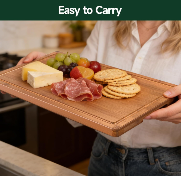 Woodenhouse 3-Piece Carbonized Bamboo Cutting Board Set with Deep Juice Grooves